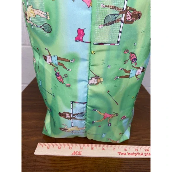 NWT Betsey Johnson Golf Tennis Print Puffer Large Travel Tote Bag Green Multi - Picture 8 of 13